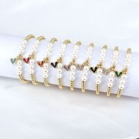 European And American New Pearl Heart-shaped Zircon Color Beaded Bracelet main image 1