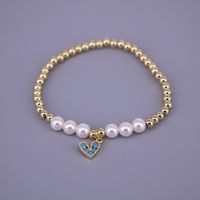 European And American New Pearl Heart-shaped Zircon Color Beaded Bracelet main image 4