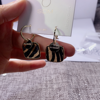 Vintage Square Leopard Pattern Geometric Alloy Earrings Wholesale sku image 1