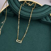 Autumn And Winter New Fashion Rectangular Tag Titanium Steel 18k Gold Mid-length Necklace main image 3
