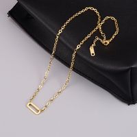 Autumn And Winter New Fashion Rectangular Tag Titanium Steel 18k Gold Mid-length Necklace main image 5