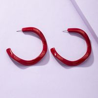Tide C-shaped Geometric Red Large Circle Earrings Hoop Earring main image 3