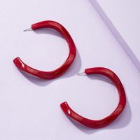 Tide C-shaped Geometric Red Large Circle Earrings Hoop Earring main image 5