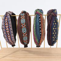 Hair Accessories Knotted Fabric Ethnic Broad-brim Retro Plaid Hairpin Headband main image 1