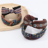Hair Accessories Knotted Fabric Ethnic Broad-brim Retro Plaid Hairpin Headband main image 3