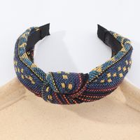 Hair Accessories Knotted Fabric Ethnic Broad-brim Retro Plaid Hairpin Headband main image 4