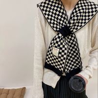 Knitted Wool Shawl Spring And Autumn Checkerboard Plaid Thick Scarf main image 3