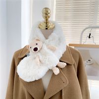 Bear Plush Bib Winter Korean Version Thickened Warmth Imitation Rabbit Fur Scarf main image 3