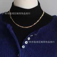 Funkelnde Halskette Dreilagige Mode Damen Titanstahl 18k Vergoldete Halskette main image 3