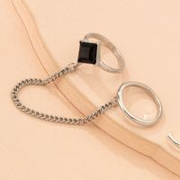 European And American Chain Square Diamond Ring Fashion Ring Trendy Geometric Black Hand Jewelry main image 5