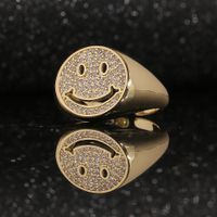 New Style Smiley Ring Copper Inlaid Zircon Ring Retro Jewelry Personalized Ring main image 1