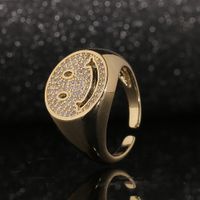 New Style Smiley Ring Copper Inlaid Zircon Ring Retro Jewelry Personalized Ring main image 4