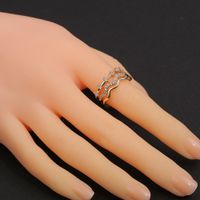 خاتم هندسي جديد متعدد الطبقات مجوهرات يدوية مطلية بالنحاس خاتم من الزركون الذهبي main image 4