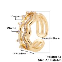 خاتم هندسي جديد متعدد الطبقات مجوهرات يدوية مطلية بالنحاس خاتم من الزركون الذهبي main image 5
