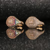Neuer Mode Handschmuck Kupferplattiertgold Eingelegter Zirkonring Geometrischer Ring Paar Ring main image 2