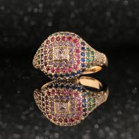 New Fashion Hand Jewelry Copper Platedgold Inlaid Zircon Ring Geometric Ring Couple Ring main image 3