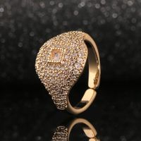 Neuer Mode Handschmuck Kupferplattiertgold Eingelegter Zirkonring Geometrischer Ring Paar Ring main image 4