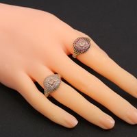New Fashion Hand Jewelry Copper Platedgold Inlaid Zircon Ring Geometric Ring Couple Ring main image 5