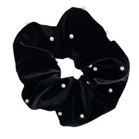 Black Velvet Large Intestine Hair Ring Retro Pearl Hair Ring Head Rope main image 6