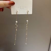 Korean Imitation Pearl Long Chain Earrings main image 1