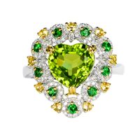Fashion Green Peridot Ring Micro-inlaid Peridot Color Treasure Open Copper Ring Female main image 6