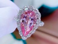 7.5 Carat Drop-shaped Natural Cherry Pink Morganite Adjustable Colorful Copper Ring main image 3