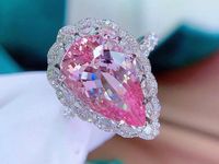 7.5 Carat Drop-shaped Natural Cherry Pink Morganite Adjustable Colorful Copper Ring main image 4