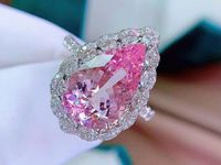 7.5 Carat Drop-shaped Natural Cherry Pink Morganite Adjustable Colorful Copper Ring main image 5