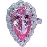 7.5 Carat Drop-shaped Natural Cherry Pink Morganite Adjustable Colorful Copper Ring main image 6