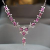 Meet Beautiful Heavy Industry Light Luxury Fairy Butterfly Full Diamond Necklace Micro-inlaid Full Diamond Luxury Argyle Pink Diamond Chain Set main image 1