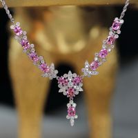 Meet Beautiful Heavy Industry Light Luxury Fairy Butterfly Full Diamond Necklace Micro-inlaid Full Diamond Luxury Argyle Pink Diamond Chain Set main image 3