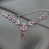 Meet Beautiful Heavy Industry Light Luxury Fairy Butterfly Full Diamond Necklace Micro-inlaid Full Diamond Luxury Argyle Pink Diamond Chain Set main image 4