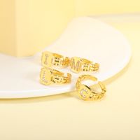 Fashion Men's And Women's Hip-hop 26 English Letters Opening 18k Zircon Copper Ring main image 4