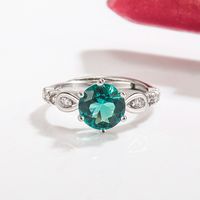 Fashion 14k Gold Diamond Emerald Ring Female European And American Copper Jewelry main image 1