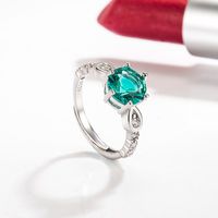 Fashion 14k Gold Diamond Emerald Ring Female European And American Copper Jewelry main image 3