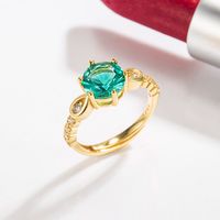 Fashion 14k Gold Diamond Emerald Ring Female European And American Copper Jewelry main image 5