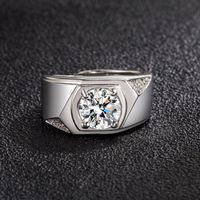 Fashion Diamond Ring European And American Domineering Side Diamond Zircon Copper Ring main image 1