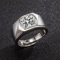 Fashion Diamond Ring European And American Domineering Side Diamond Zircon Copper Ring main image 5