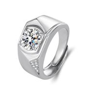 Fashion Diamond Ring European And American Domineering Side Diamond Zircon Copper Ring main image 6
