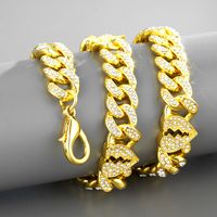 European And American Hip Hop New Cuban Chain Copper Diamond Zircon Men's Bracelet Necklace main image 3
