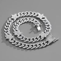 European And American Hip-hop Full Diamond Cuban Chain Butterfly Rhinestone Necklace Bracelet main image 1