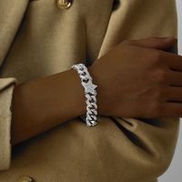 European And American Hip-hop Full Diamond Cuban Chain Butterfly Rhinestone Necklace Bracelet main image 5