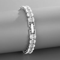 European And American Hip-hop Micro-rectangular Diamond-studded Cuban Watch Chain Bracelet Necklace main image 3