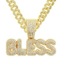 European And American Cool Diamond Letter Stitching Gold Pendant Men's Necklace main image 2