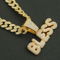 European And American Cool Diamond Letter Stitching Gold Pendant Men's Necklace main image 5