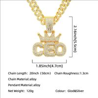 Pendentif Lettre De Pdg Avec Couronne De Diamants Hip Hop Européenne Et Américaine Collier Pour Hommes Cubains main image 3