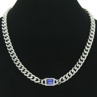 European And American Hip-hop Personality Trendy Cool Sapphire Cuban Chain Necklace Female main image 1