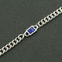 European And American Hip-hop Personality Trendy Cool Sapphire Cuban Chain Necklace Female main image 5