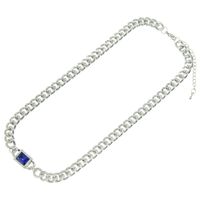 European And American Hip-hop Personality Trendy Cool Sapphire Cuban Chain Necklace Female main image 6