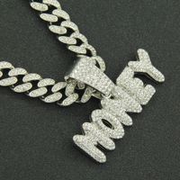 Hip-hop Full Diamond Letter Pendant Punk Wide Cuban Chain Men's Necklace main image 5